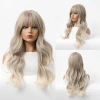 Amazon Cross-border new product: European and American wigs, Women's wigs, gradient gray, straight bangs, long curly hair, high-temperature silk full head set Application Scenario